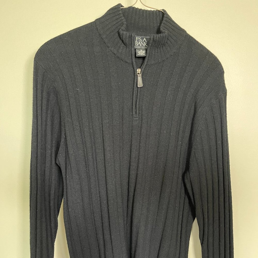 Jos A Bank Executive Sweater Men's Quarter Zip | Color: Black | Size: M
